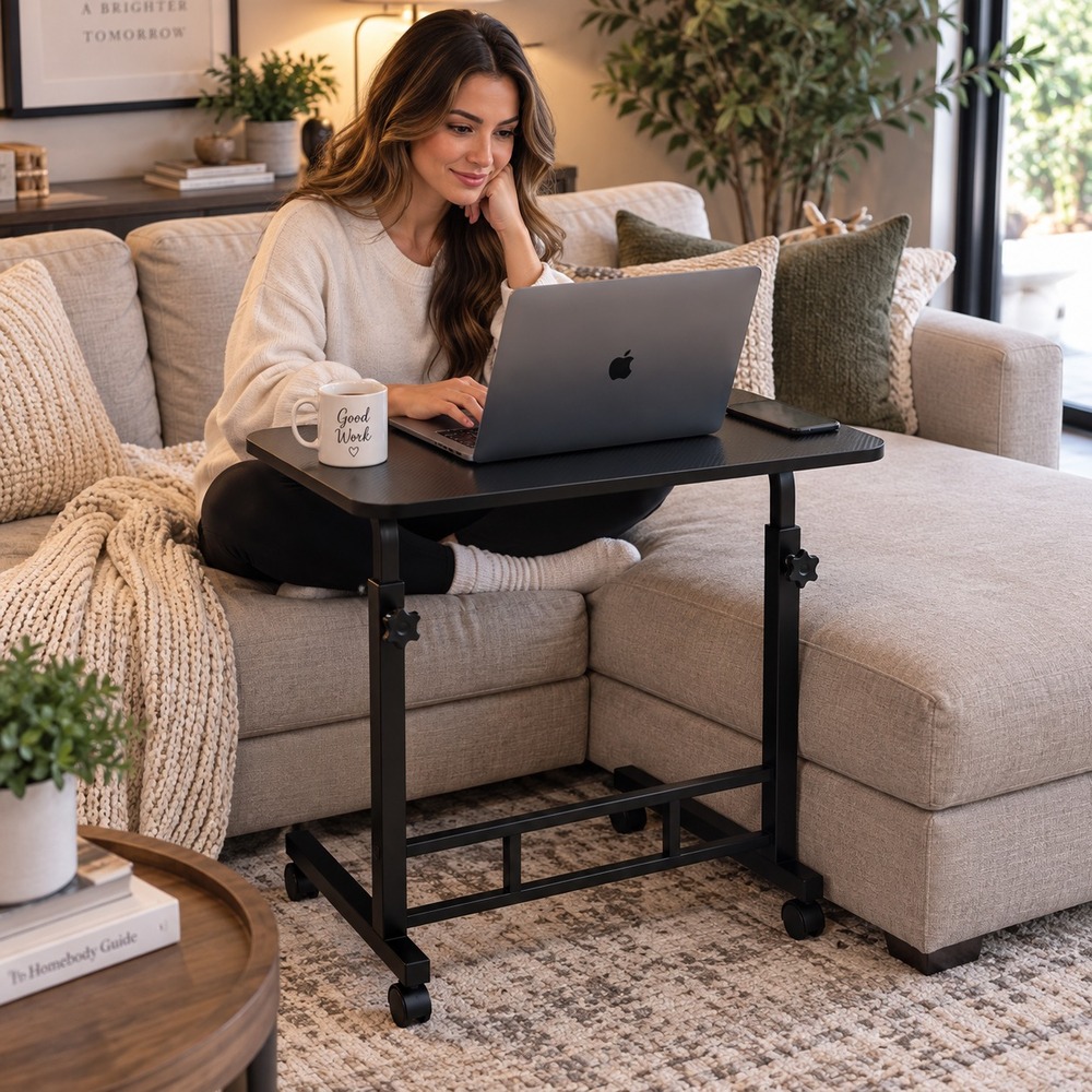 Standing Desk Adjustable Height, Mobile Portable Rolling Laptop Computer Table